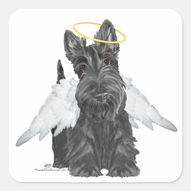 Pegatina Cuadrada Pequeño ángel Scottie (Anverso)