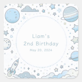 Pegatina Cuadrada Pequeño astronauta, gran mundo