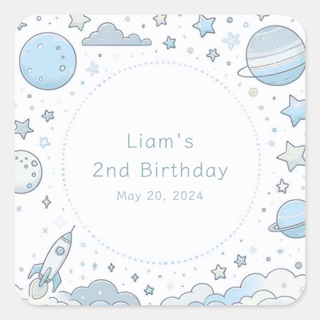 Pegatina Cuadrada Pequeño astronauta, gran mundo (Anverso)