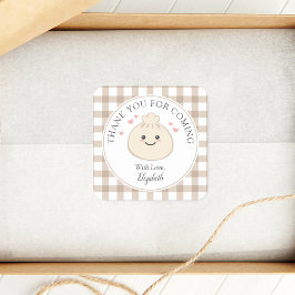 Pegatina Cuadrada Pequeño Baby Shower De Dumpling Gracias Por Venir