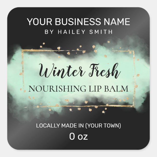 Pegatina Cuadrada Pequeño Balcón Fresco Negro Y Pastel Verde Del Lab (Anverso)