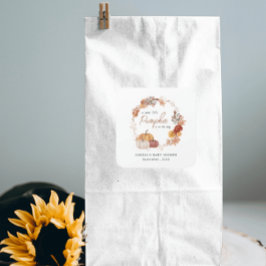 Pegatina Cuadrada Pequeño Boho de calabaza género Baby Shower neutra