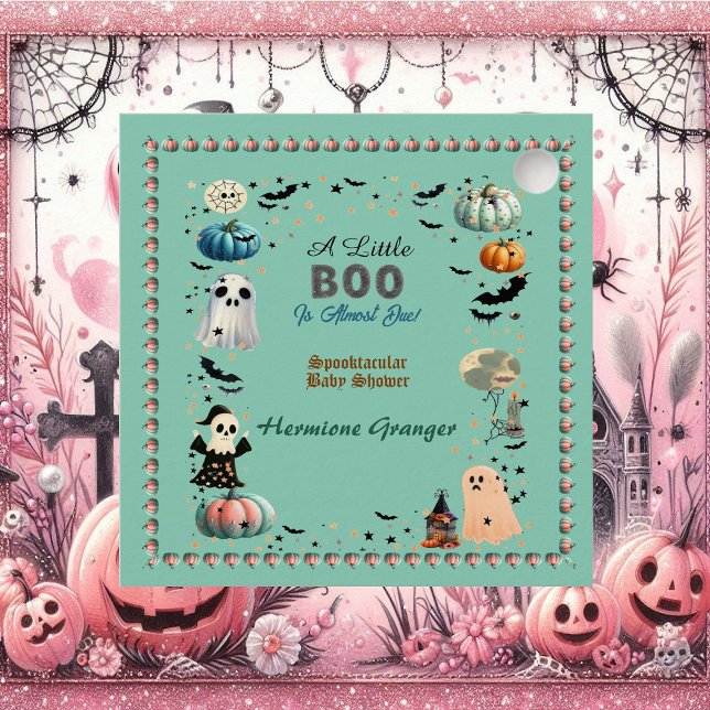 Pegatina Cuadrada Pequeño BOO Debido A La Fantasía De La Calabaza Fa (Little BOO Is Due Ghost Pumpkin Spooky Baby Shower Square Sticker)