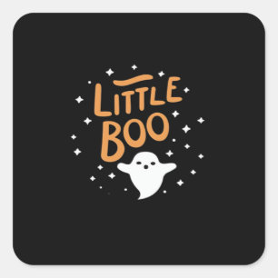 Pegatina Cuadrada Pequeño Boo, Feliz Halloween Vintage Classic