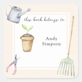 Pegatina Cuadrada Pequeño Brote Este libro pertenece a