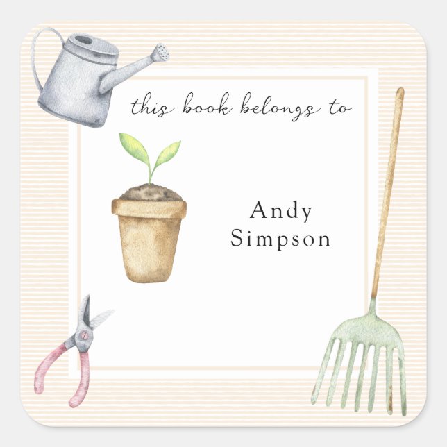 Pegatina Cuadrada Pequeño Brote Este libro pertenece a (Anverso)