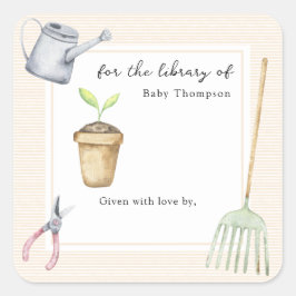 Pegatina Cuadrada Pequeño brote Para la biblioteca de