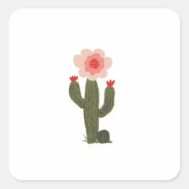 Pegatina Cuadrada Pequeño cactus