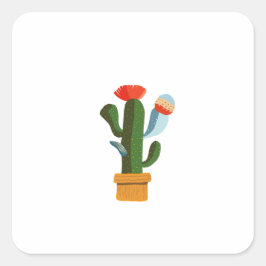 Pegatina Cuadrada Pequeño cactus