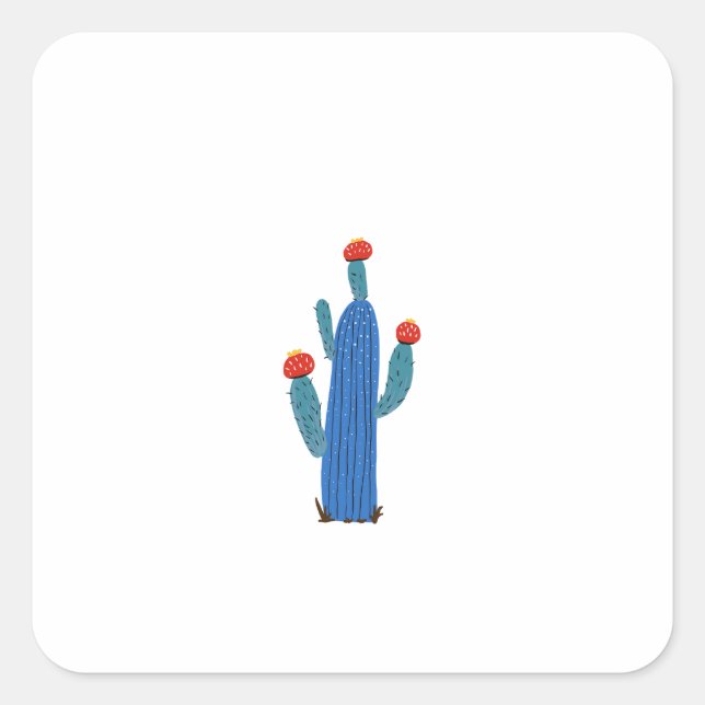 Pegatina Cuadrada Pequeño cactus (Anverso)