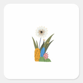 Pegatina Cuadrada Pequeño cactus