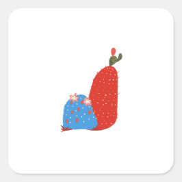Pegatina Cuadrada Pequeño cactus