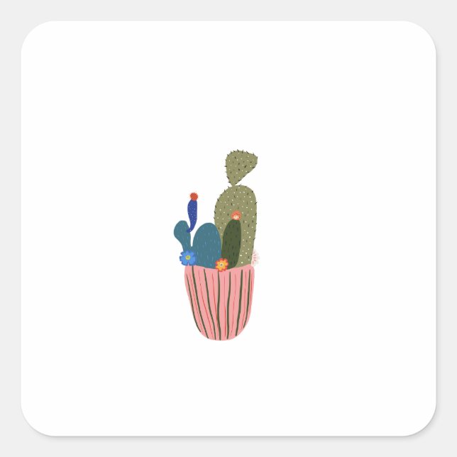 Pegatina Cuadrada Pequeño cactus (Anverso)