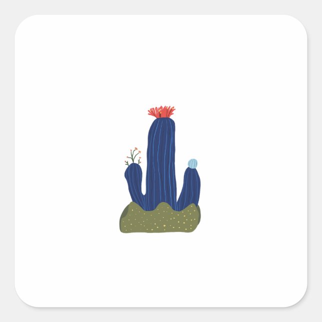 Pegatina Cuadrada Pequeño cactus (Anverso)