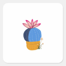 Pegatina Cuadrada Pequeño cactus