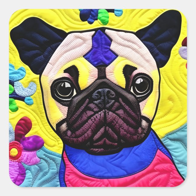 Pegatina Cuadrada Pequeño Cocito De Cachorro Como Diseño (Anverso)