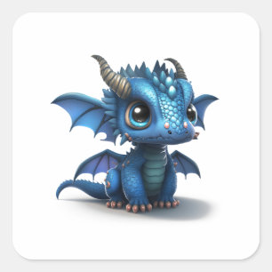 Pegatina Cuadrada Pequeño Dragón
