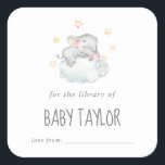 Pegatina Cuadrada Pequeño elefante Chica Baby Shower Bookplate<br><div class="desc">Estos pequeños pegatinas de chica de elefantes con una ducha para bebés son perfectos para un simple regalo para bebés con un libro de ducha. El diseño moderno cuenta con un bonito zoológico de color safari en una suave nube con estrellas amarillas brillantes.</div>