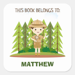 Pegatina Cuadrada Pequeño Explorador