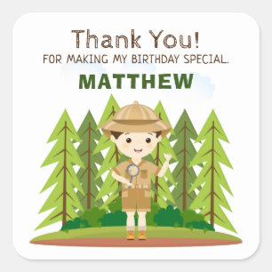 Pegatina Cuadrada Pequeño Explorador