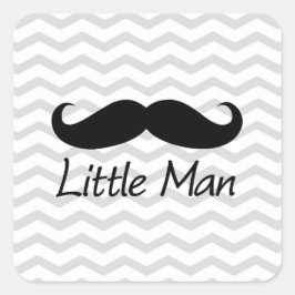 Pegatina Cuadrada Pequeño Hombre Mustache Chevron Cute Boys