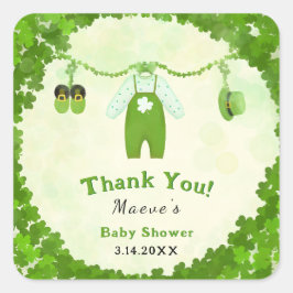 Pegatina Cuadrada Pequeño Lucky One Shamrock Baby Set Baby Shower