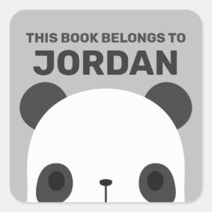 Pegatina Cuadrada Pequeño oso oso panda con nombre personalizado