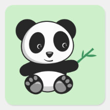 Pequeño Panda lindo con palo de bambú verde