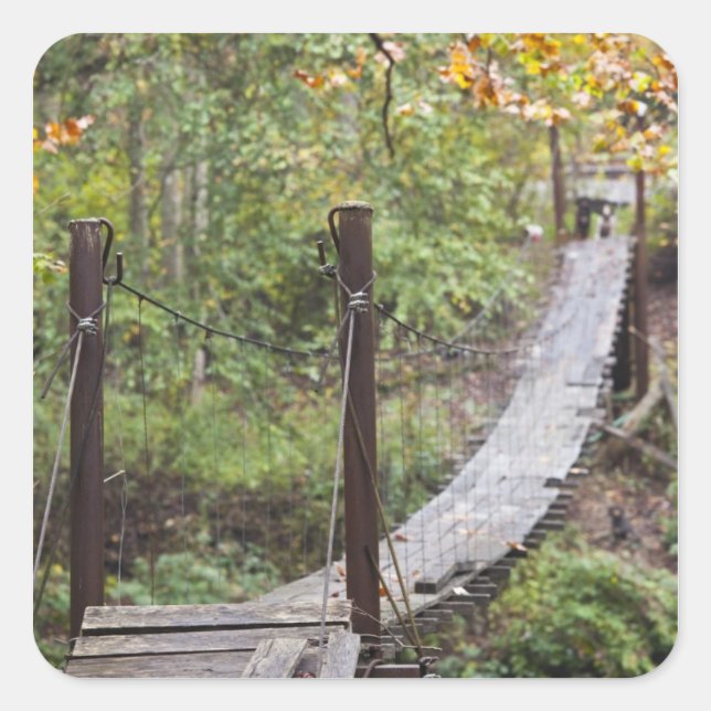 Pegatina Cuadrada Pequeño puente colgante, patrimonio nacional de ca (Anverso)