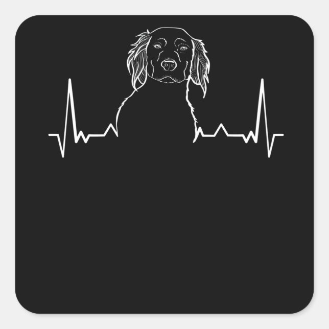 Pegatina Cuadrada Pequeño ritmo cardíaco de Munsterlander (Anverso)
