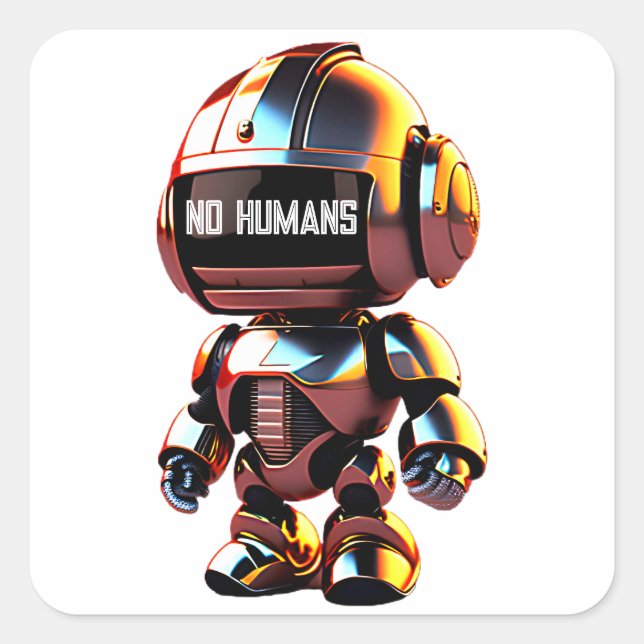 Pegatina Cuadrada Pequeño robot lindo (Anverso)