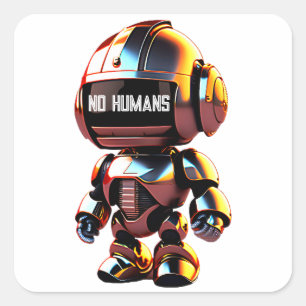 Pegatina Cuadrada Pequeño robot lindo