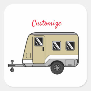 Pegatina Cuadrada Pequeño Tan Caravana Camper Thunder_Cove