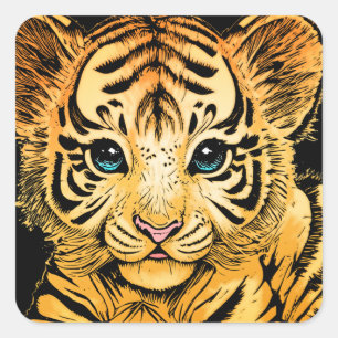PEGATINA CUADRADA PEQUEÑO TIGRE