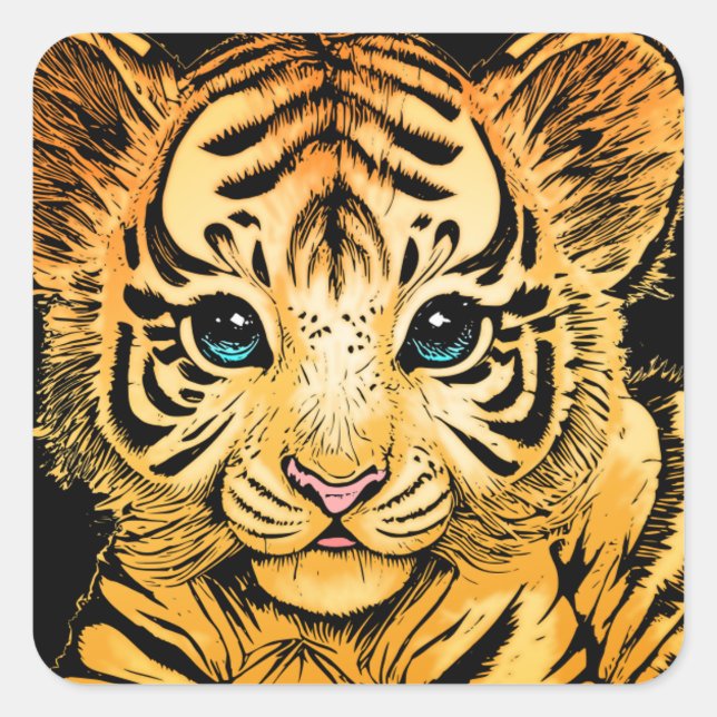 PEGATINA CUADRADA PEQUEÑO TIGRE (Anverso)