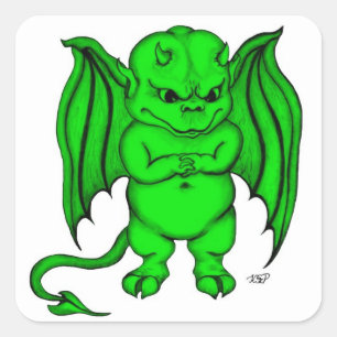 Pegatina Cuadrada Pequeño y desagradable diablo