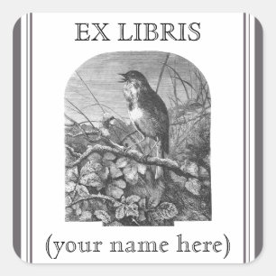 Pegatina Cuadrada Pequeño y vintage cuaderno de libros