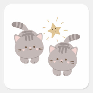 Pegatina Cuadrada Pequeños gatitos gemelos