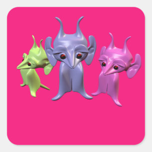 Pegatina Cuadrada Pequeños Martian