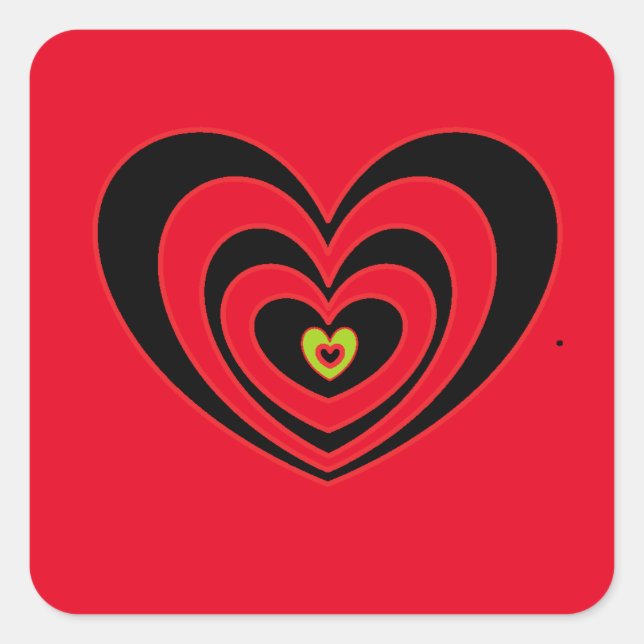 Pegatina Cuadrada Pequeños Pegatinas De La Plaza Roja Con Corazón Ne (Anverso)