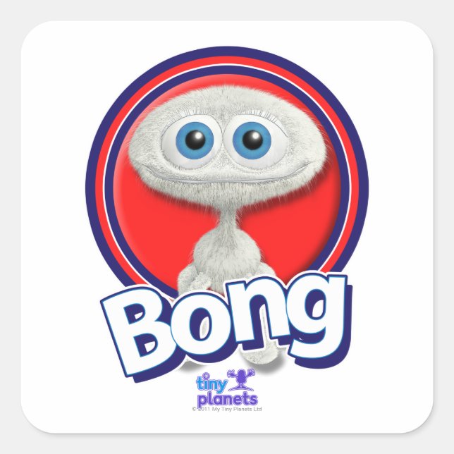 Pegatina Cuadrada Pequeños Planetas Bong - ¿Qué? (Anverso)