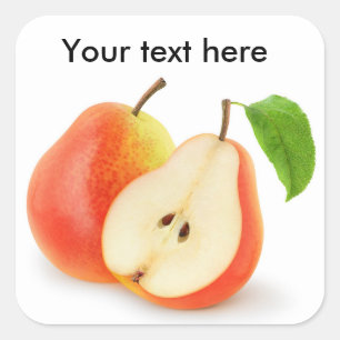 Pegatina Cuadrada Peras rojas frescas