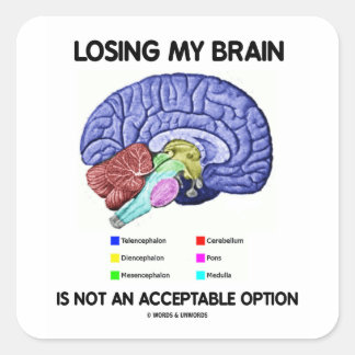 Pegatina Cuadrada Perder El Cerebro No Es Una Opción Aceptable