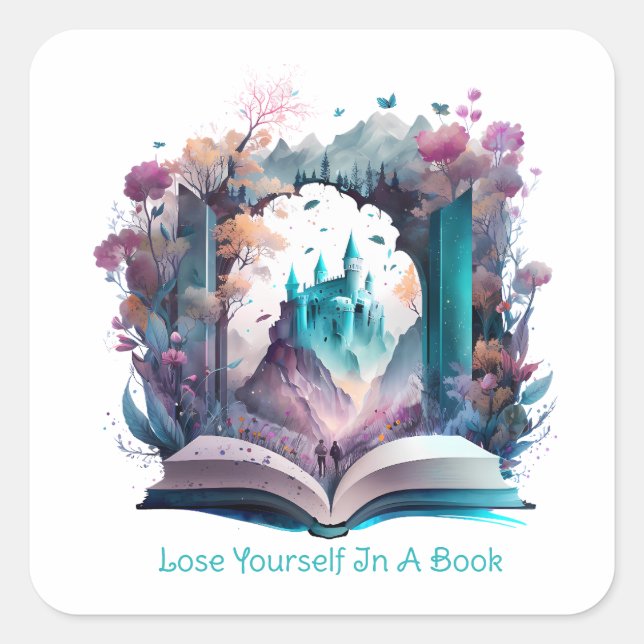 Pegatina Cuadrada Perdónate En Un Libro, Lover (Anverso)