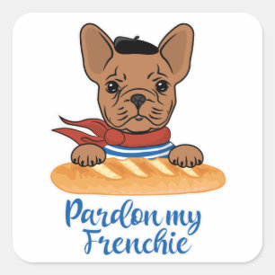 Pegatina Cuadrada Perdonen mi francés - Divertido Bulldog francés