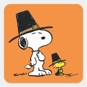 Pegatina Cuadrada Peregrino Snoopy & Woodstock
