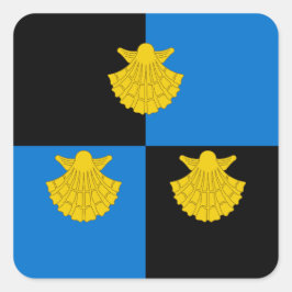 Pegatina Cuadrada Peregrinos de SCA cuentan placa de población