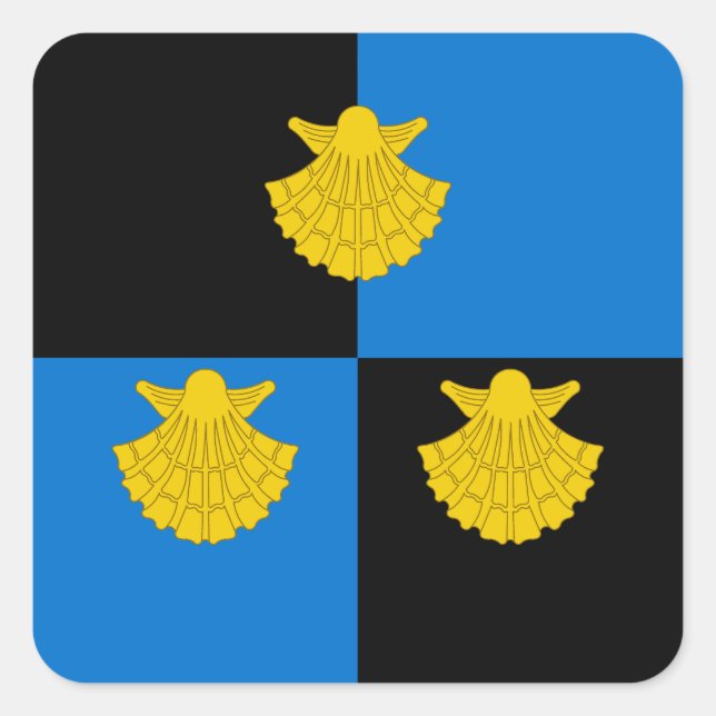 Pegatina Cuadrada Peregrinos de SCA cuentan placa de población (Anverso)