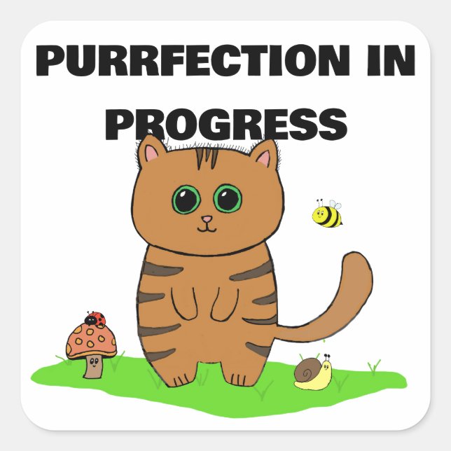 Pegatina Cuadrada "Perfección en curso" (Anverso)