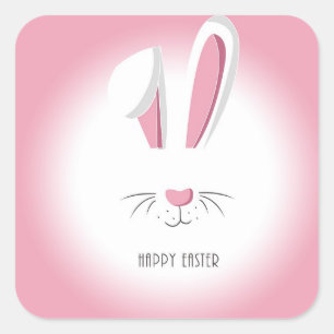 Pegatina Cuadrada Perfect Pink Happy Easter Bunny
